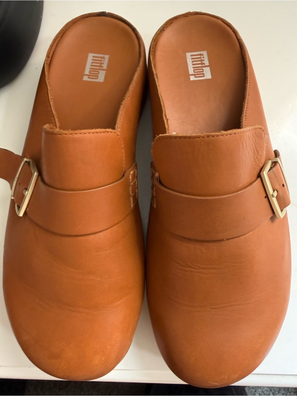 Fitflop Cognac Leather Slip-On Mule with Buckle  women size 8.5 - Picture 3 of 9